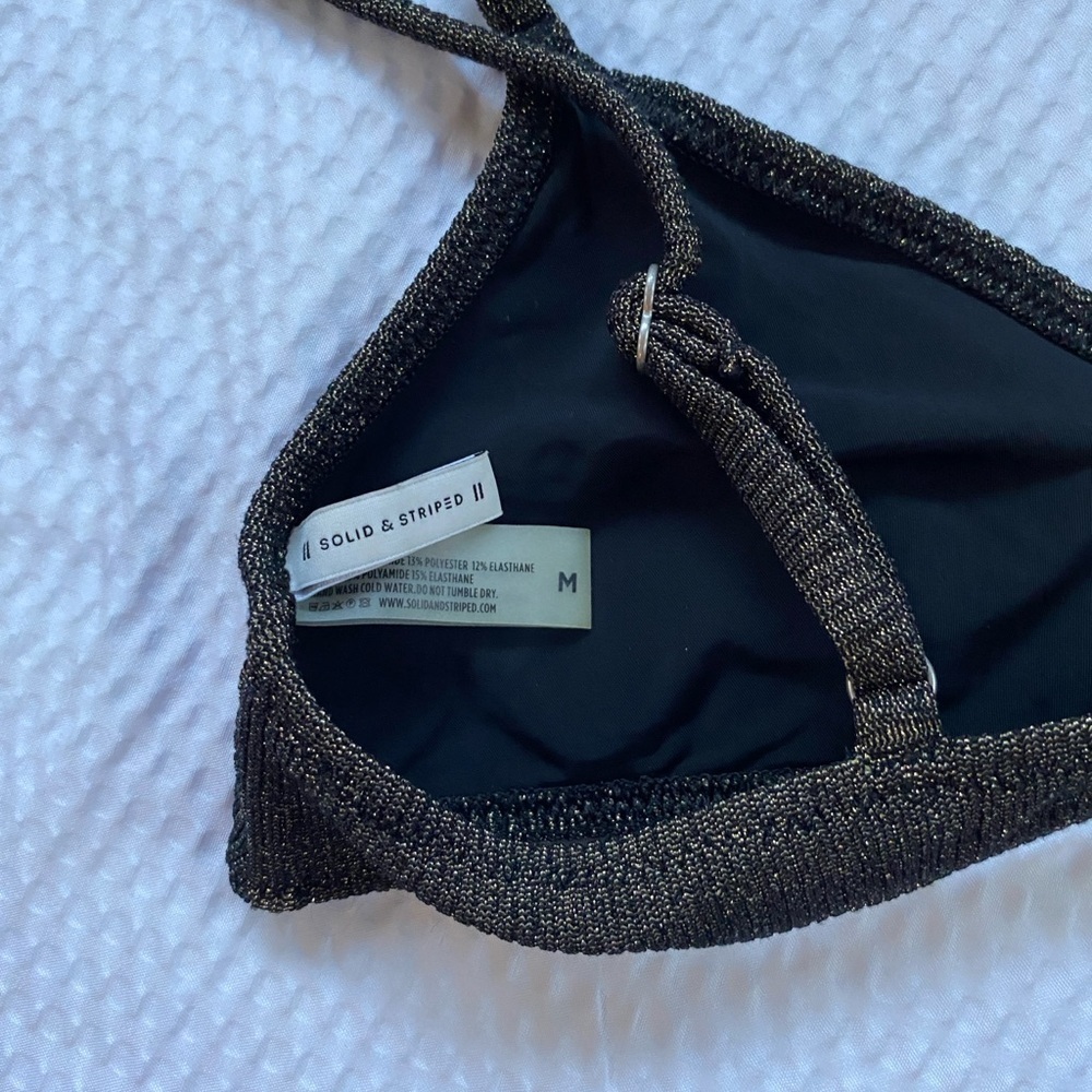 Solid & Striped Logan Bikini Top Medium Navy Gold… - image 6